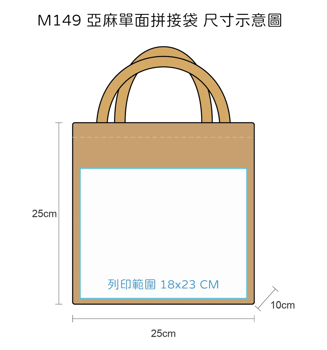 亞麻單面拼接袋|台灣印製1件起 (T30_M149)